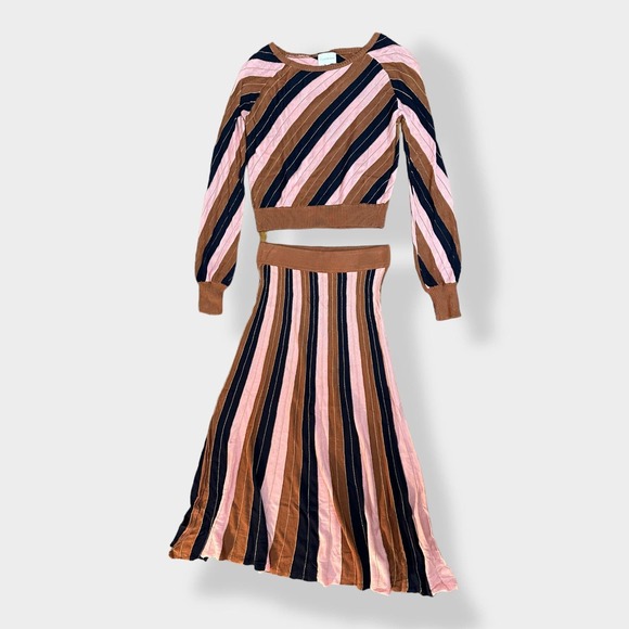 Foxiedox Striped Knit Skirt and Crop‎ Top Set Size S - Picture 1 of 11